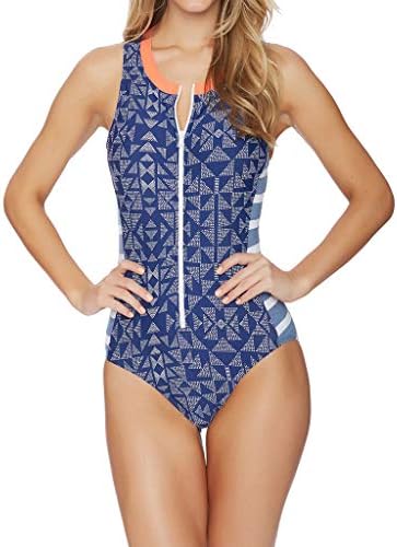 Minshao Swimming Costume Ladies Sports Swimsuit One Piece Zip Front Push Up Athletic Swimwear with Chest Pad