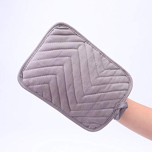 Anyi Oven Pot Holders with Pocket, 100% Cotton Oven Mitts Oven Pads with Feature of Heat Resistant Potholders Non Slip for Cooking Baking, Set of 3 (Grey)