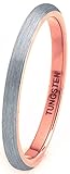 Tungsten Wedding Band Ring 2mm for Men Women Comfort Fit 18K Rose Gold Plated Plated Domed Brushed
