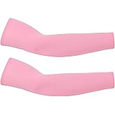 JUSDIQIR Sun Protection Cooling Arm Sleeves,Outdoor Sports Ice Silk Sun Compression Arm Sleeve, Soft, Breathable and UV Protective for Women(pink1 Pair)