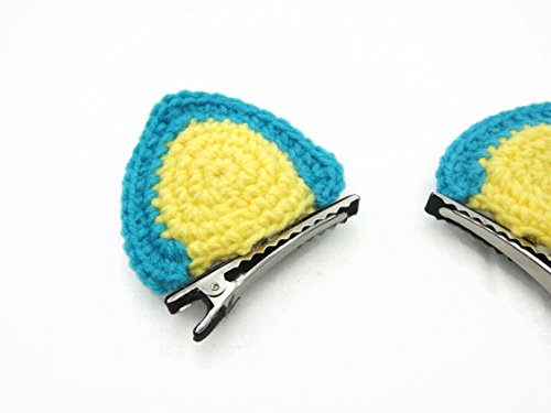 Hair Clip Costume Accessories Girl Crochet Animal Ears Cat Fox Blue Yellow
