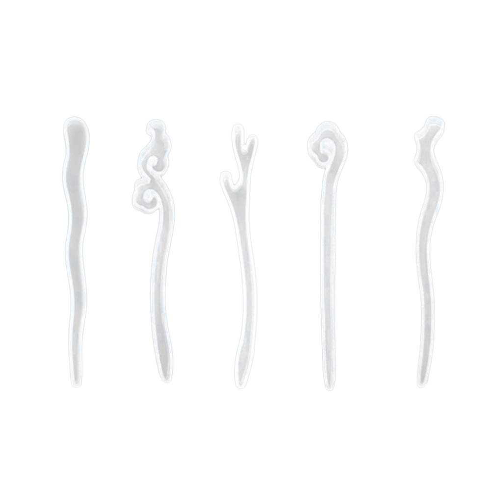 Hair Stick Silicone Molds Jewelry Casting Mold Hairpin Mould DIY Crystal Epoxy Silicone Mold Pendant for Jewelry Decoration 5pcs Geometric Mold