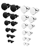 Jstyle Stainless Steel Mens Womens Stud Earrings Pierced Tunnel Black 3-8mm 12 Pairs