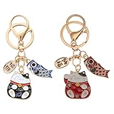 NUOBESTY Maneki Neko Lucky Cat Keychain: Japanese