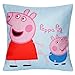 Jerry Fabrics Set of 2 100% Cotton Velvet Soft Blue Pink Cartoon Peppa Pig Decorative Throw Pillow Cover Home Decor Design Set Cushion Case for Sofa Bedroom Car Hiddern Zipper 18×18 Inch(45×45 cm)