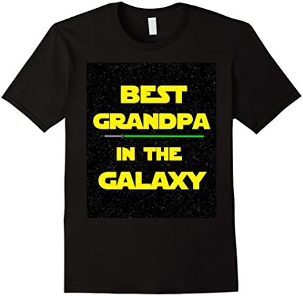 Mens Best Grandpa in the Galaxy Start wars Funny Tshirt Gift XL Black
