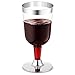 BloominGoods 50 Pack Silver Rimmed Disposable Wine Glasses | 7 oz. Premium Clear Hard Plastic Fancy Wine Cups (50-Pack)