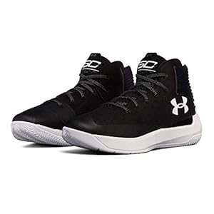 Under Armour Boy’s Curry 3 Basketball Shoes (Black/White/White, 3.5 M US Big Kid)