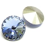 2 pcs Swarovski 1122 Crystal Round Rivoli Stone Silver Foiled Light Sapphire14mm / Findings / Crystallized Element