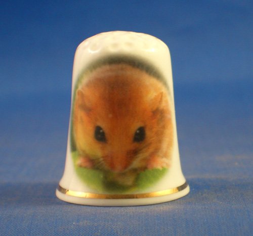 Porcelain China Collectable Thimble - Harvest Mouse - Free Gift Box