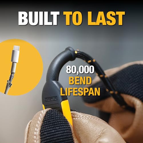 DEWALT USB C Cable, Premium trenzado de nylon USB A a tipo C Cable cargador de carga rápida para el iPhone 16 Series, iPhone 15 Series, Samsung Galaxy S10 S10 + / Nota 9, LG V30 (USB 2.0, Negro)