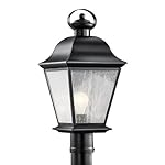 Kichler Lighting 9909BK Mount Vernon 1-Light Outdoor Post Mount, Black Finish with Clear Seedy Glass
