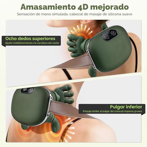 Electric Cervical Massager, 4D Cervical Massager, with Three Kneading Modes and Two Heat Settings to Deeply Release Muscle Tension, Ideal Gift for Dads, Moms and Friends