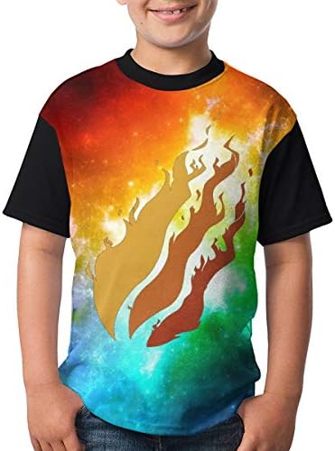 Boy and Girl Preston Fire Nation Playz Gamer Flame Print T-Shirt, Youth Classic Fashion Top