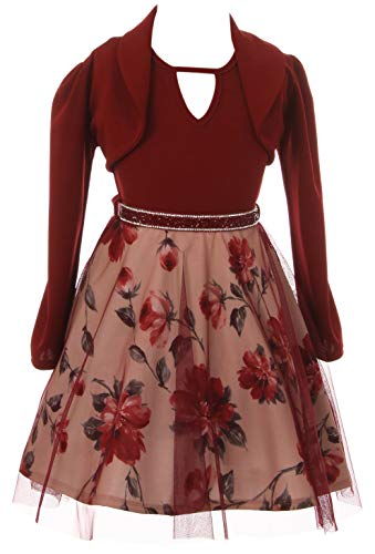 Cheap Sale For Blunight Collection Big Girls Elegant Sleeveless One Piece Dress Crop Jacket Birthday Holiday Flower Girl Dress Burgundy 12 2j1k47s With Big Discount Emma Burge Review
