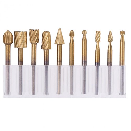 SISHUINIANHUA 10Pcs/Set HSS Titanium Routing Milling Rotary Burrs File Wood Woodworking Carving Carved Knife Tools Accessories