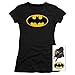PopFunk Classic Batman Original Teen Juniors Womens Premium Cotton Cap Sleeve Graphic T-Shirt & Stickers (Medium) Black
