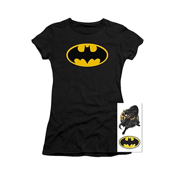 Popfunk Classic Batman Classic Logo Juniors Teen Girls T Shirt & Stickers - Image 3