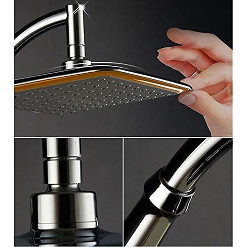 Rain Showerhead Stainless Steel Adjustable Extension Arm High Pressure Shower Head 22x22cm Square Ultra Thin Rainfall Bath Shower for Home Bathroom (Silver) - Thumbnail 7