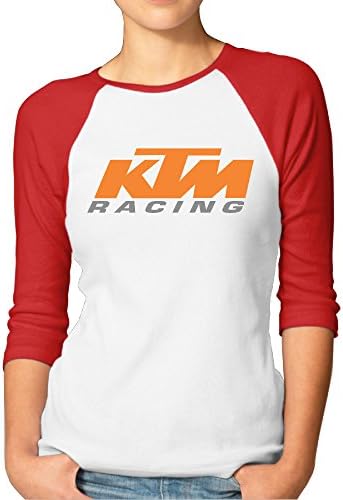 KTM Racing Logo Ladies Round Neck 3/4 Sleeve Baseball Raglan T-shirt Top