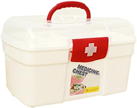 MYtodo Multilayer plastic storage box home medicine chest with handle (white, Large)