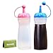 Condiment Squeeze Bottles Food Grade Polypropylene Condiment Bottles with Built in Cap for Ketchup Mustard Mayo Hot Sauces and More (blue+pink)