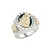 Black Hills Gold Jewelry Men's 925 Sterling Silver Howling Wolf Onyx Stone Ring, 10k Yellow Gold, 12k Green and Rose Size 11