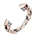 bayite Leather Bands Compatible with Fitbit Alta and Alta HR, Metal Clasp Leather Cord Wristband with Rhinestone Bling, (Rose Gold with Rhinestone, 5.5