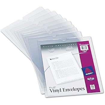 Avery 74804 Top-Load Clear Vinyl Envelopes w/Thumb Notch, 9