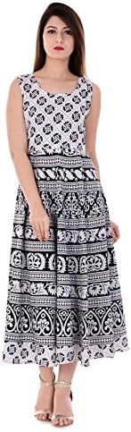 VAIDIKI Multicoloure Jaipuri Floral Print Cotton Maxi Designer Long Dresses for Women