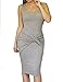 Allegrace Women's Scoop-Neck Solid Sleeveless Midi Fitted Dress, Gray, Medium