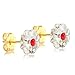 Clecceli 24K Gold Coated Stud Girls Earrings -8mm Crystal Flower -Hypoallergenic