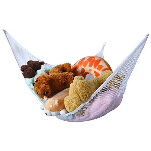 Fiaya Jumbo Toy Hammock-Toy Storage Hammock Net Organizer, Best for Keeping Rooms Clean-Ships from USA (White, L)