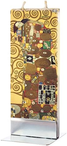 Flatyz Art Series Twin Wick Unscented Thin Flat Candle - Gustav Klimt , Tree of life detail, couple