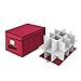 Elf Stor 1046 Ornament Storage Chest with Lid and 24 Extra Large Individual Compartments-Stackable Organizer Cube in Red, Case