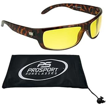 Yellow Lens Sunglasses with UV A and UV B. Free Microfiber