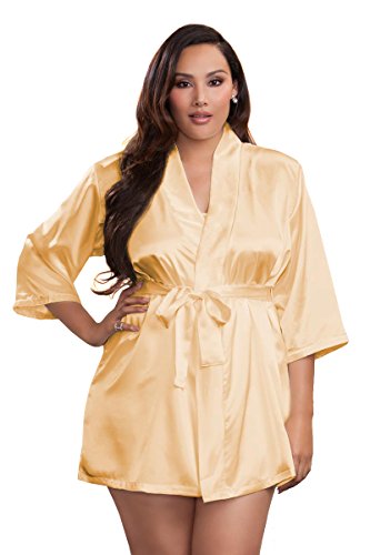 iCollection Lingerie Plus Size Full Figure Classic Satin Robe 1x/2x Fits Size 16/22
