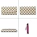 Checkered Wallets for Women Emilie Bifold Wallet Leather Large Purse RFID Blocking with Card Holder Organizer (White)
