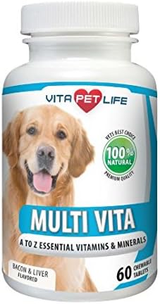 Multivitamin for Dogs, Essential Vitamins and Minerals, Dog Immune System Booster with Vitamin B Complex, Calcium, Supports Heart, Bones, Teeth, Skin and Coat, 100% Natural Chews. (60 Chews)