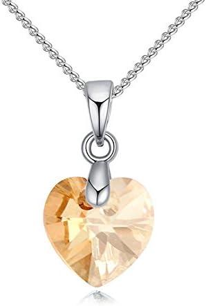 Little Sweet Heart Crystal Pendant 18K Silver Chain Necklace Romantic Jewelry Girl Gift