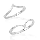 925 Sterling Silver Pointed Above Knuckle Midi and Below or Thumb Ring Set of Two (2), Sizes 4, 8