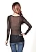 FUNOC Womens Sexy Long Sleeve See Through Mesh Tops Blouse Tee Shirt Black … (S)