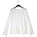 Chen Women White Sheer Sleeve Embroidery Top Blouse Lace Crochet Chiffon Shirt (16)
