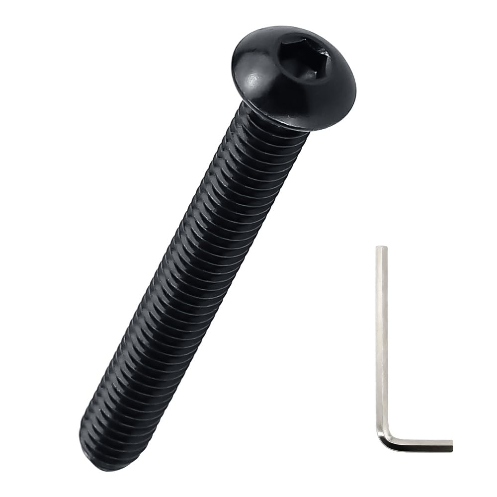 Photo 1 of #10-24 x 1-1/2" Stainless Button Socket Cap Head Screws 50 Pcs, 18-8 (304) Stainless Steel, Allen Hex Drive Button Head, Full Thread, Black Oxide Coated, Fayeploo (with Hex Wrench)