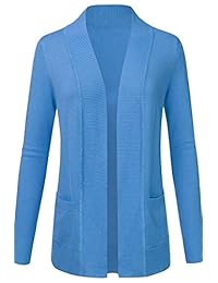 Sportoli Cardigans cárdigan de manga larga con bolsillos frontales abiertos para mujer