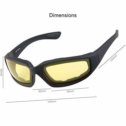 WYND Blocker Motorcycle & Biking Wind Resistant Sports Wrap Sunglasses (Black / Yellow Lens)