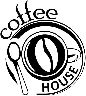 Coffee Sign Wall Decal Window Vinyl Sticker Modern Cafe Logo Art Decorations for Coffee Bar Shop House Dinning Room Kitchen 42 * 47Cm