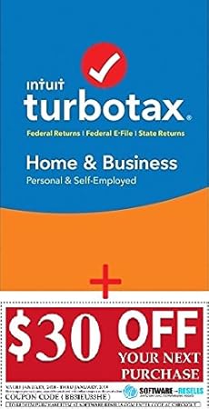 TurboTax Home & Business 2017 Fed + Efile Win-PC/Mac Disc In DVD Case + $30 OFF your next purchase