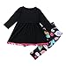 puseky Toddler Baby Girls Pony Long Sleeve Shirt Top & Leggings Pant Clothes Set (Black, 2T-3T)