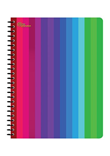 New Generation - Rainbow - 1 Subject 70 Sheets 8" x 10.5" wirebound Spiral Notebook , 6 PACK ,WIDE Ruled , Heavy Duty covers ,3 Hole Punch , (6 PACK SPIRAL NOTEBOOK WIDE RULED)
